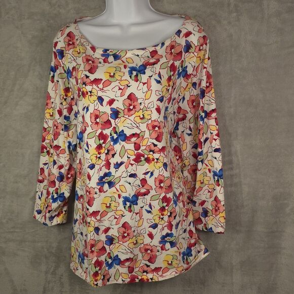 Talbots Woman Floral 3/4 Sleeve Shirt Plus Size Shirt 3X Mature Boat Neck - Picture 1 of 8